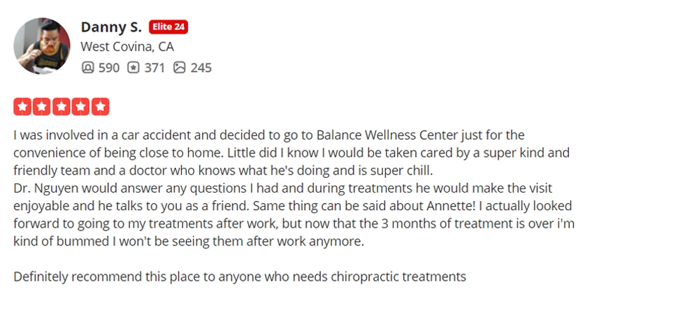 Chiropractic West Covina CA Testimonial