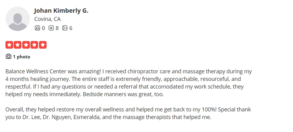 Chiropractic West Covina CA Testimonial